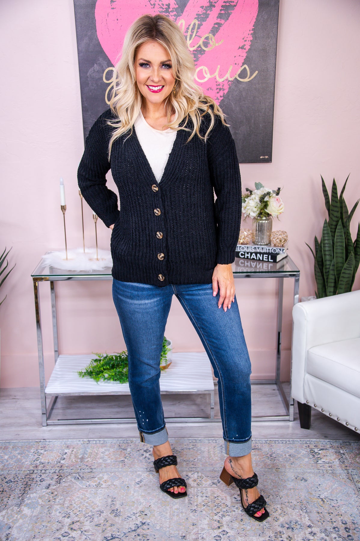 Dreaming Of Autumn Black Solid Knitted Cardigan - O4898BK
