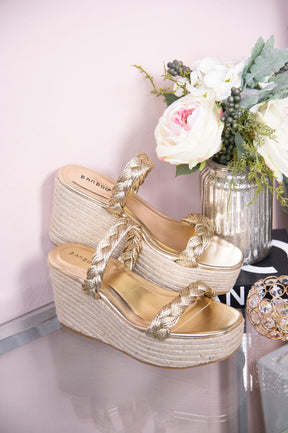 Chasing After My Dreams Gold Espadrille Wedges - SHO2585GO