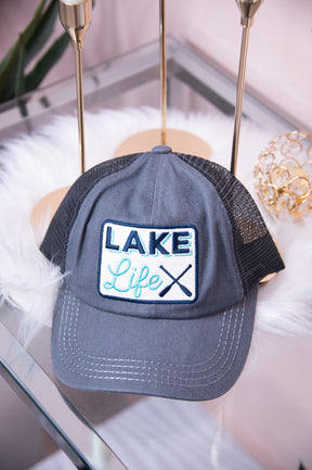 Lake Life Gray Crisscross Trucker Hat - HAT1463GR