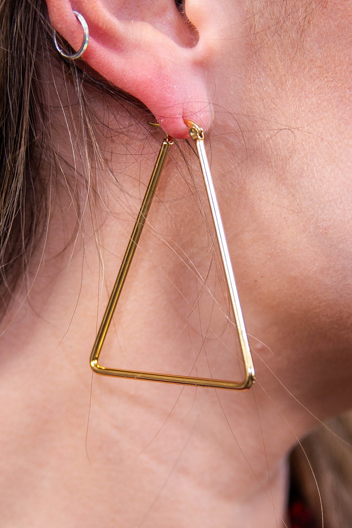 Gold Triangle Dangle Earrings - EAR4448GD