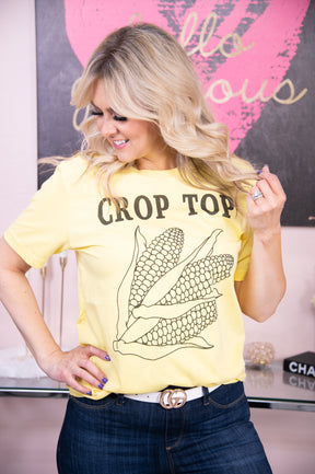Crop Top Yellow Graphic Tee - A2722YE