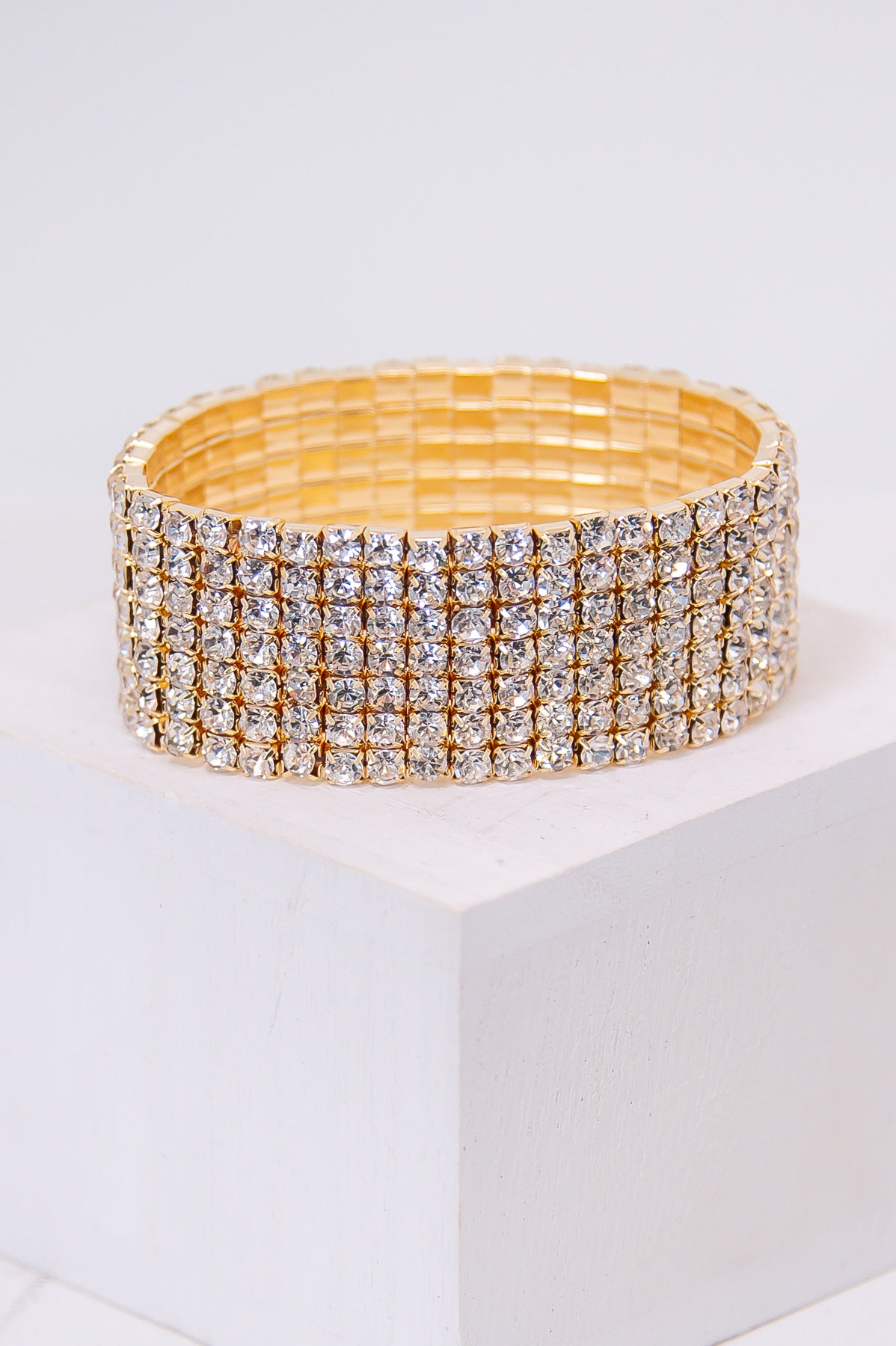 Gold Bling Stretch Bracelet - BRC3384GD