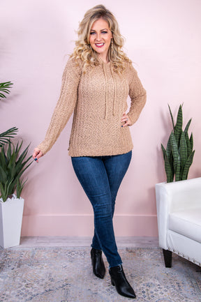 Lattes First Taupe Solid Knitted Popcorn Sweater Top - T8411TA