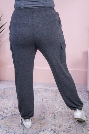 Ours For The Taking Charcoal Solid Joggers - PNT1525CH