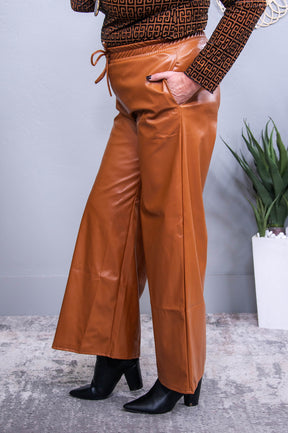 City Socialite Camel Faux Leather Pants - PNT1749CA
