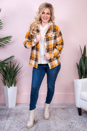Beat You To It Orange/Multi Color Plaid Hooded Jacket - O5108OR