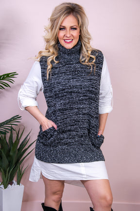 Incredible Elegance Heather Black/Ivory Knitted Dress - D5051HBK