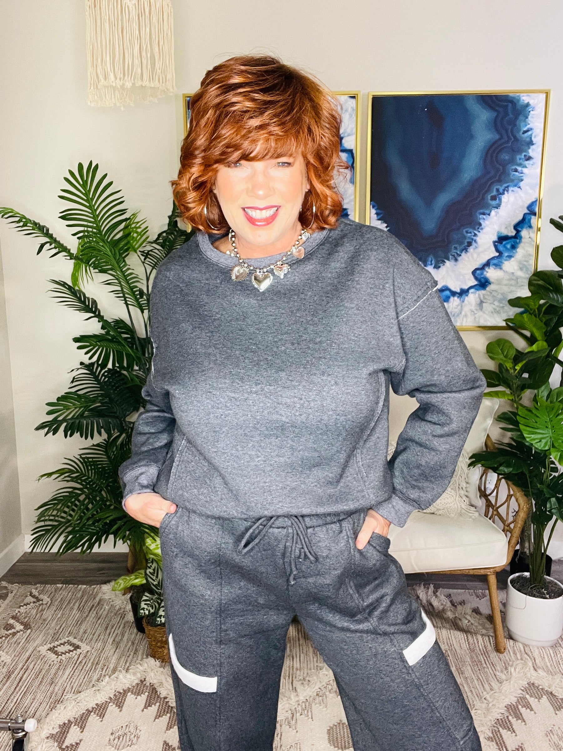 Doing Nothing Today Top And Pant Set