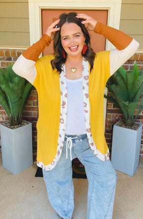 Golden Girl Waffle Cardigan - OT200YE