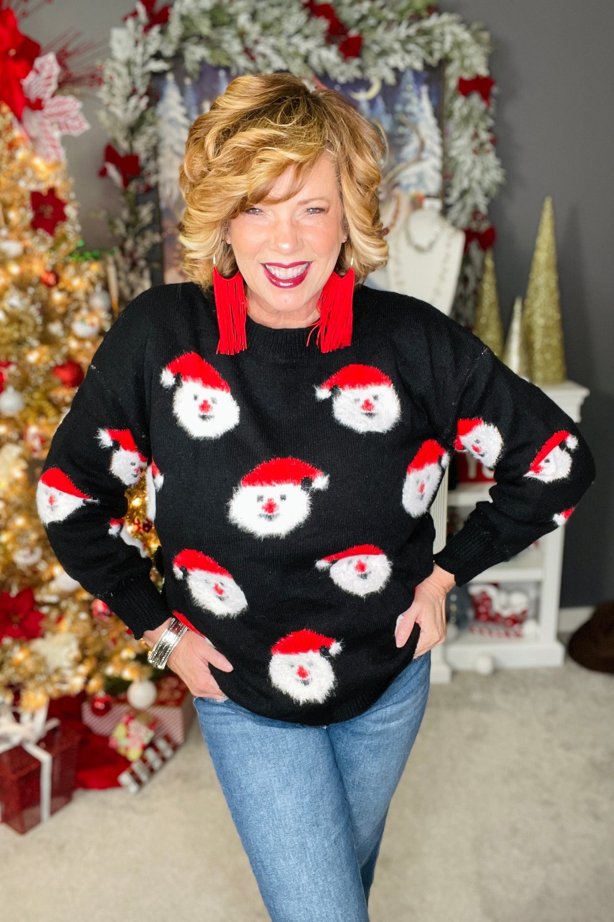 Here Comes Santa Claus Sweater - S184BK