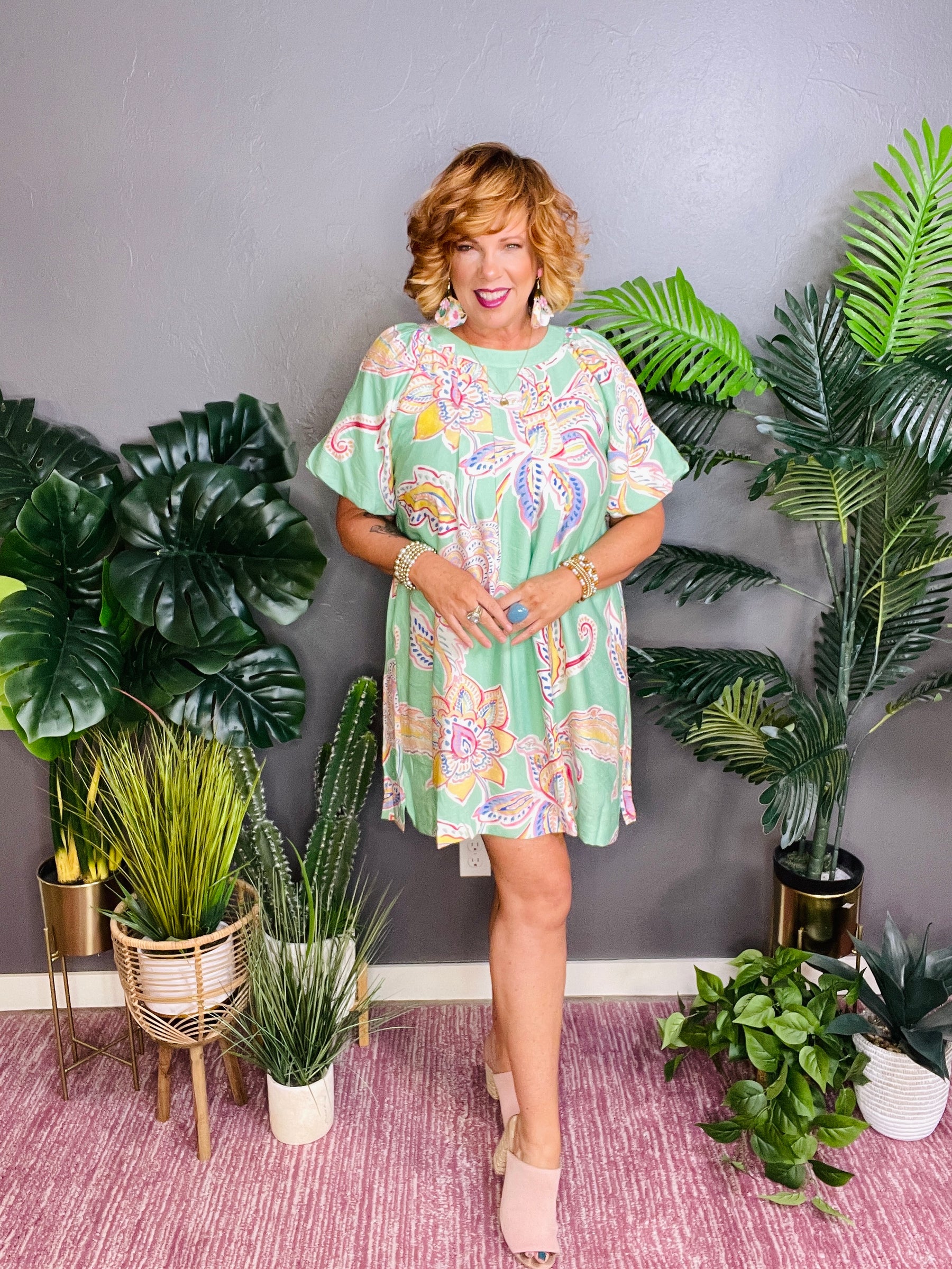 Ready Or Not Boho SAGE Floral Mini Dress SAGE / S