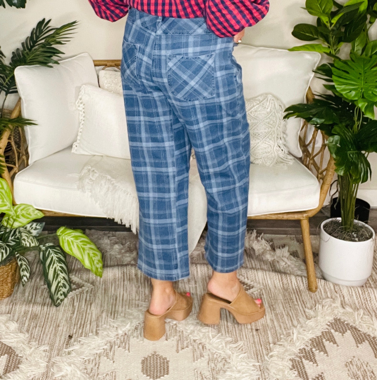 Blue Skies Plaid Jeans