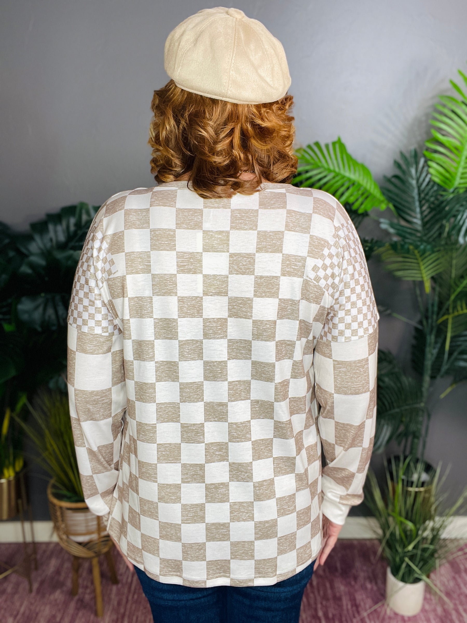 Check On That Brown/White Top - S237BR