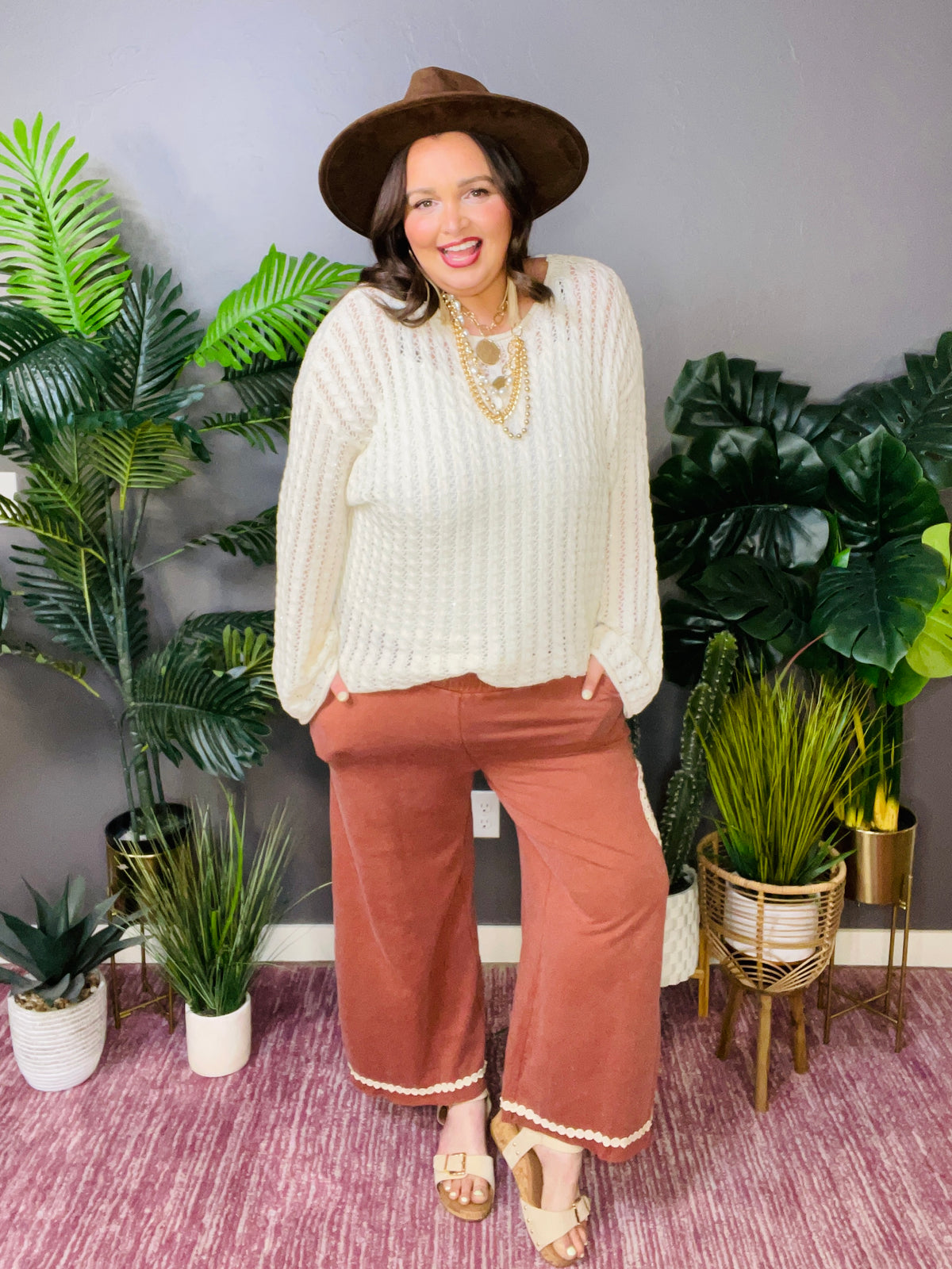 Peace All Around Red/Brown Pants - P035RB