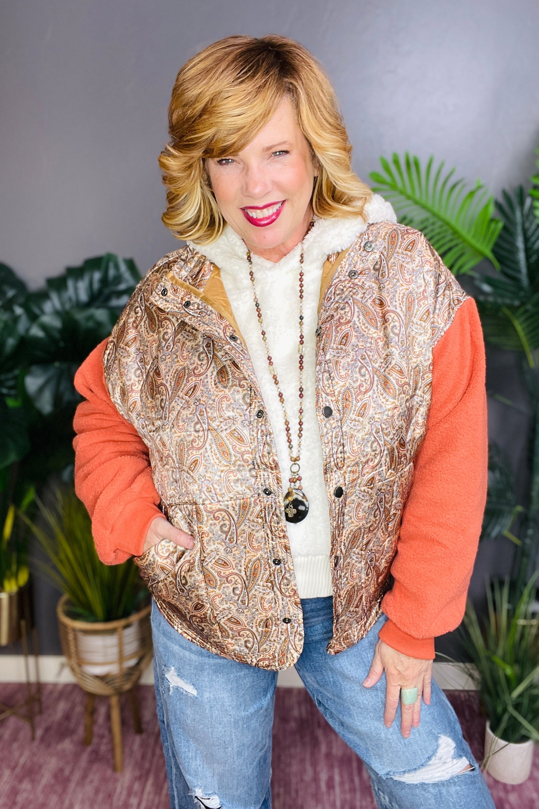 Paisley All The Way Orange Sleeve Jacket - OT077MU