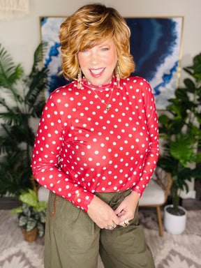 Red Hot Dottie Mesh Top - S938RD