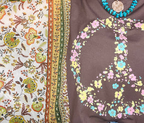 Live In Peace Flutter Sleeves Brown Top - S160BR