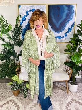 Wander This Way Green Kimono - OT201GN