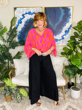 Southern Flair Black Tiered Wide Leg Pants - P108BK
