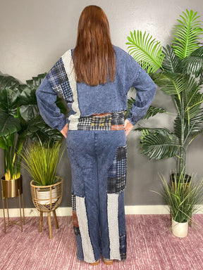 Set The Vibe Navy Plaid Pant - P019NV