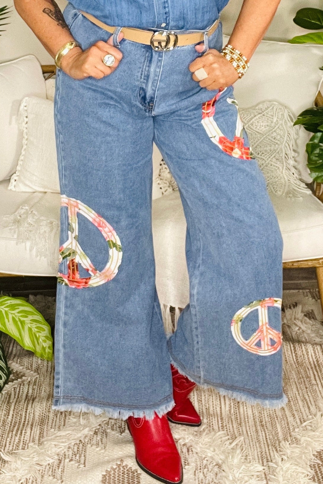 Peace Love And Denim Wide Leg Jeans