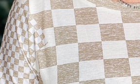 Check On That Brown/White Top - S237BR