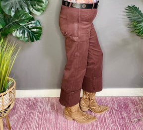 Amber High Rise Wide Straight Cuffed Patch Jeans
