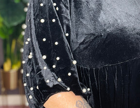 Pretty As A Pearl Black Velvet Top - S214BK