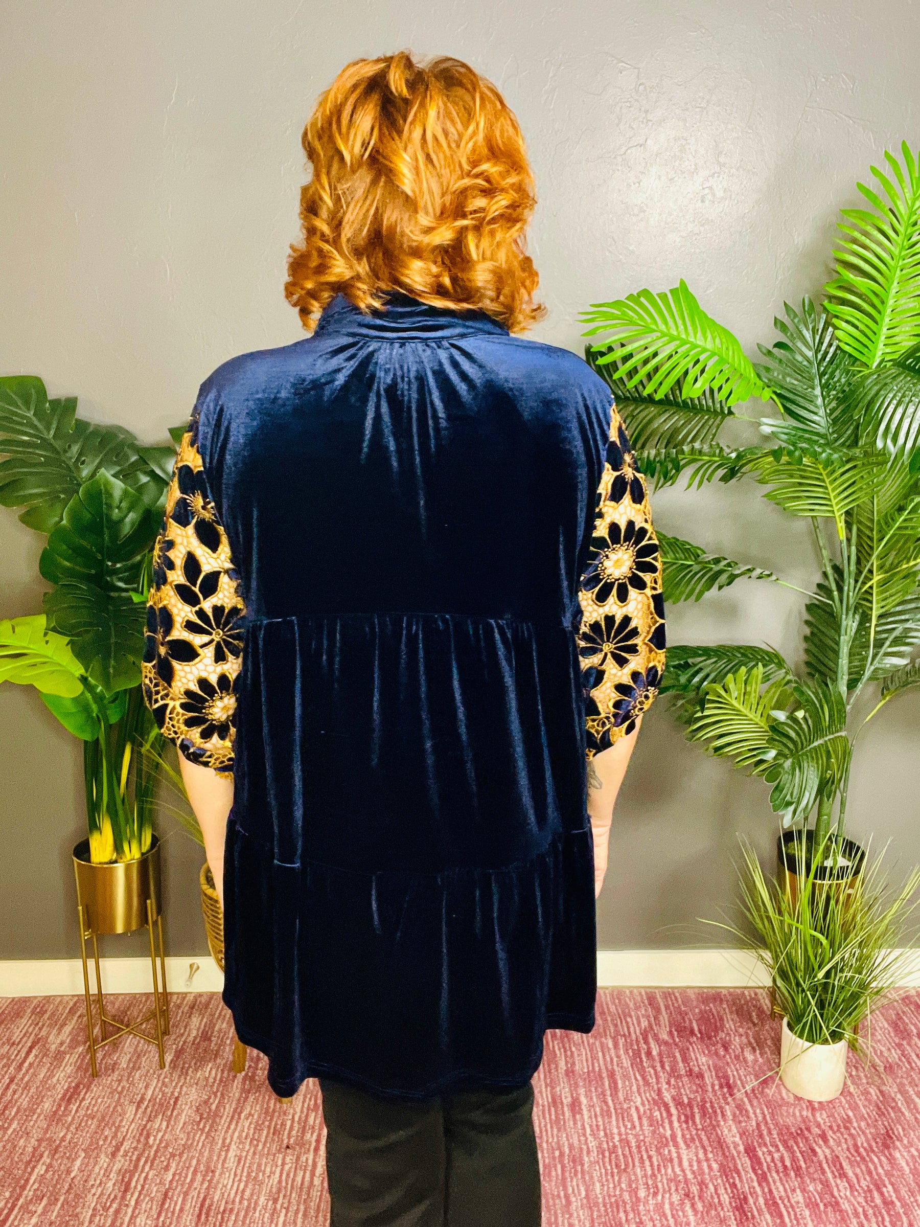 A Hint Of Fancy Navy Velvet Top - S209NV
