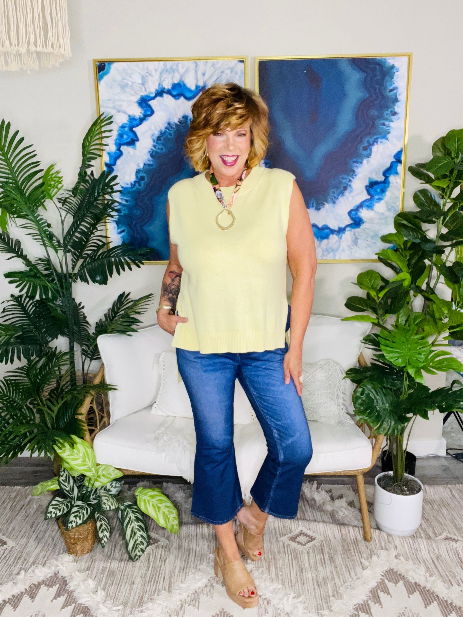 Sunny Vibes Only Hi Lo Sweater Top