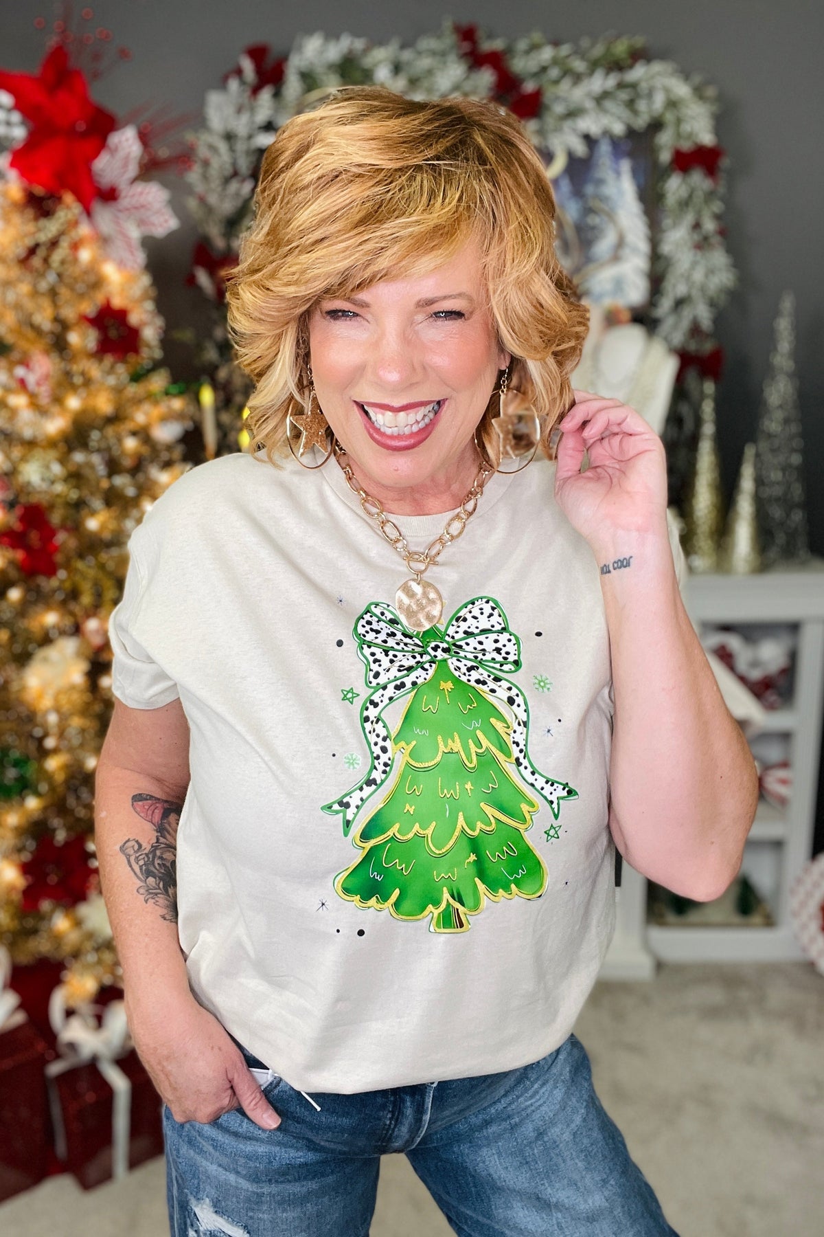Bow-tiful Christmas Tree Graphic Tee and Sweatshirt