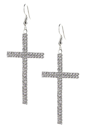 Crystal Bling Cross Earrings - E028 (2 Colors)