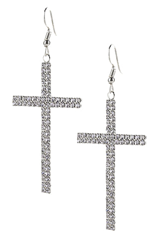 Crystal Bling Cross Earrings - E028 (2 Colors)