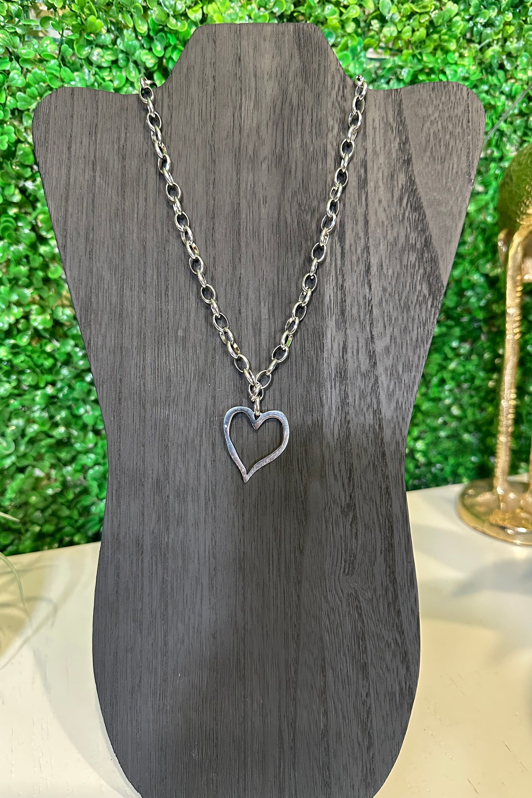 Silver Heart Statement Charm Necklace - N110SI