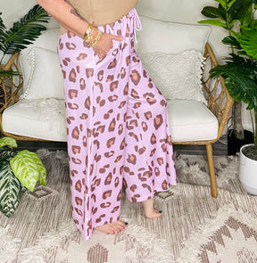 Wild Mood Pink Drawstring Leopard Pants