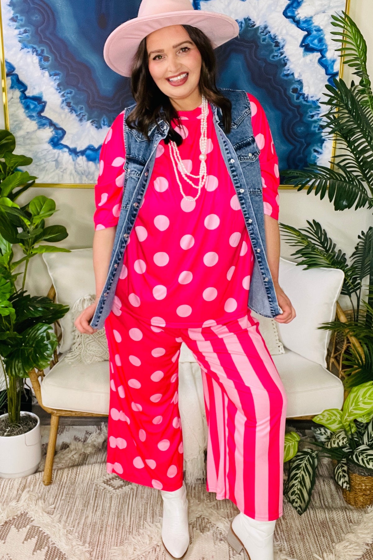 Pretty Mismatch Top And Pant Set - SET115PK