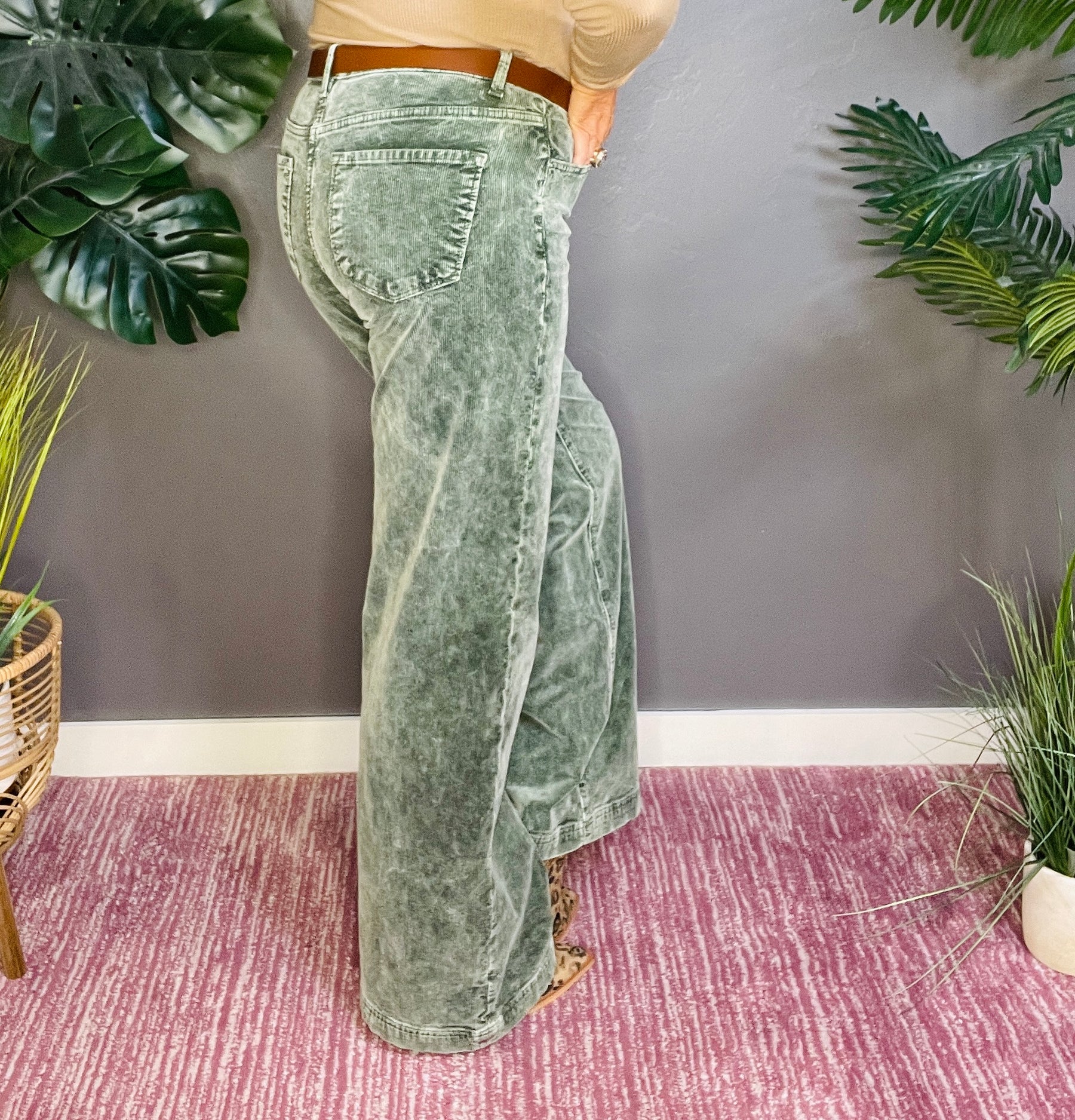 Harper Full Size High Rise Wide Leg Corduroy Jeans
