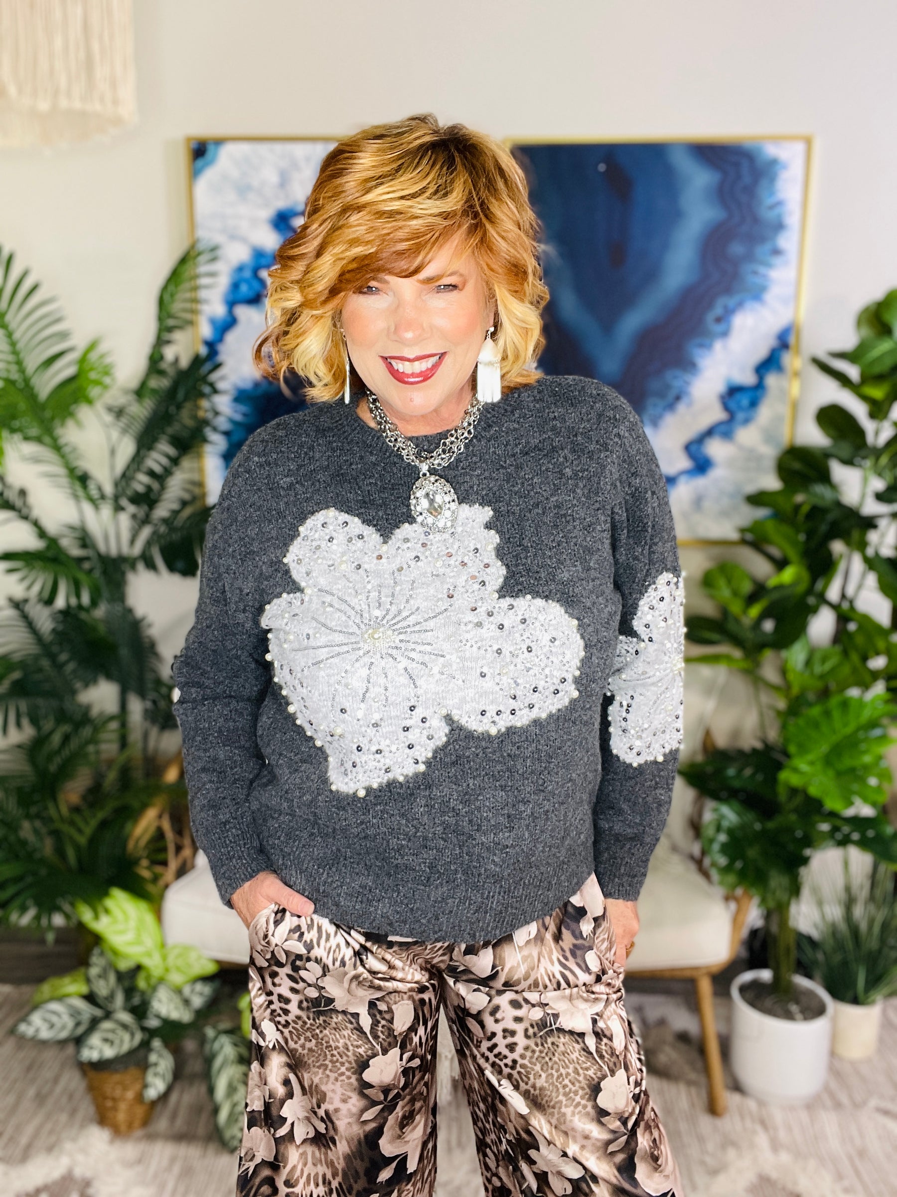 Petals And Pearls Sweater