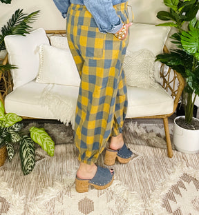 Cozy In Check Mustard Pants - P170MS