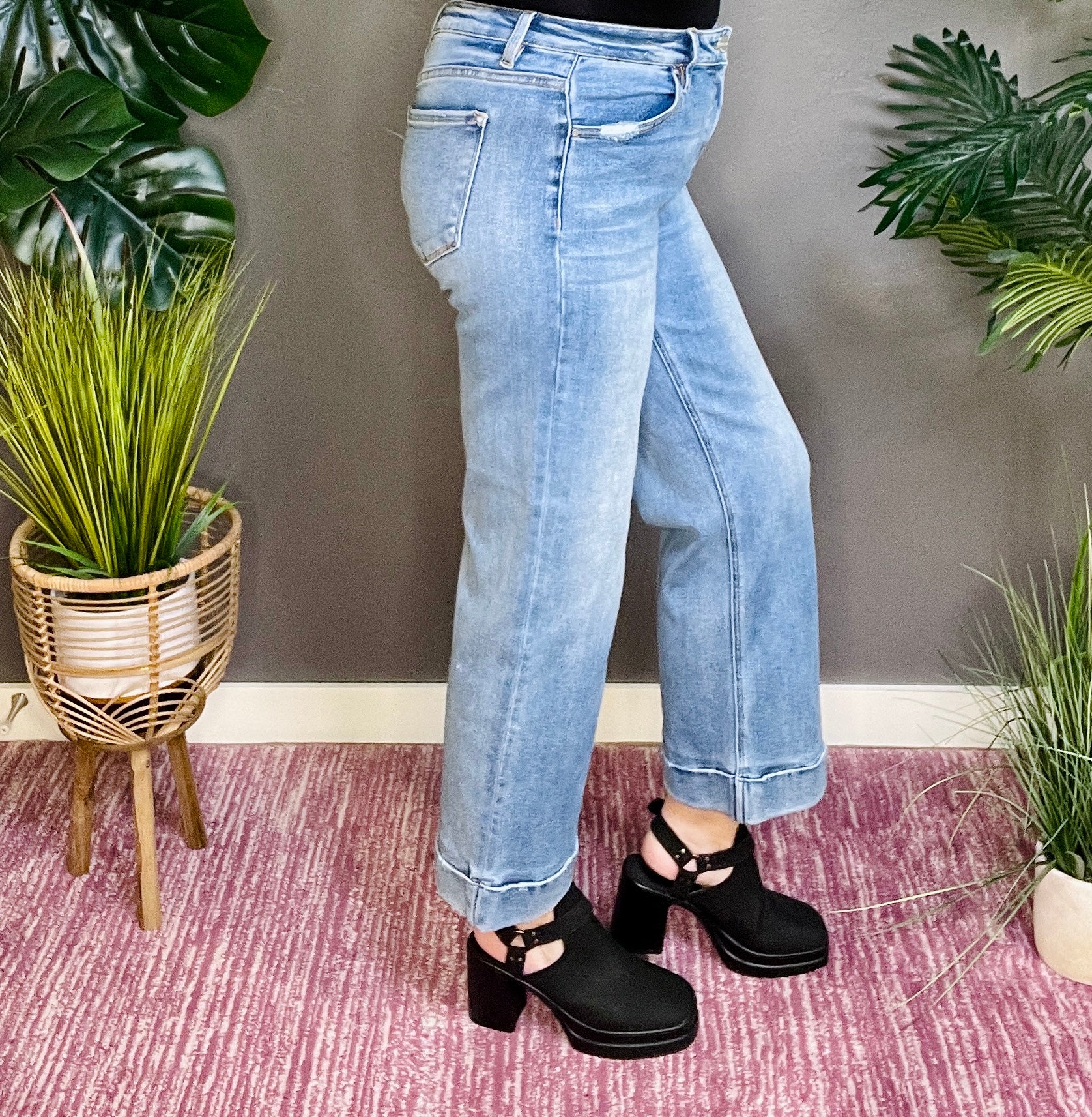 Paige Mid Rise Crop Straight Jeans