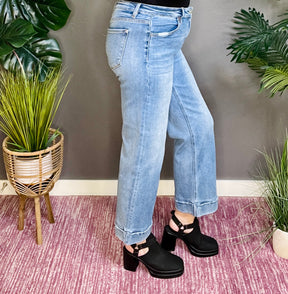 Paige Mid Rise Crop Straight Jeans