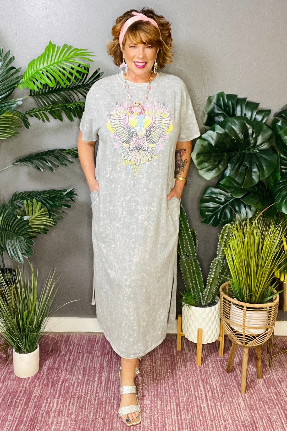 Free Bird Stone Mineral Wash Dress - DR092ST