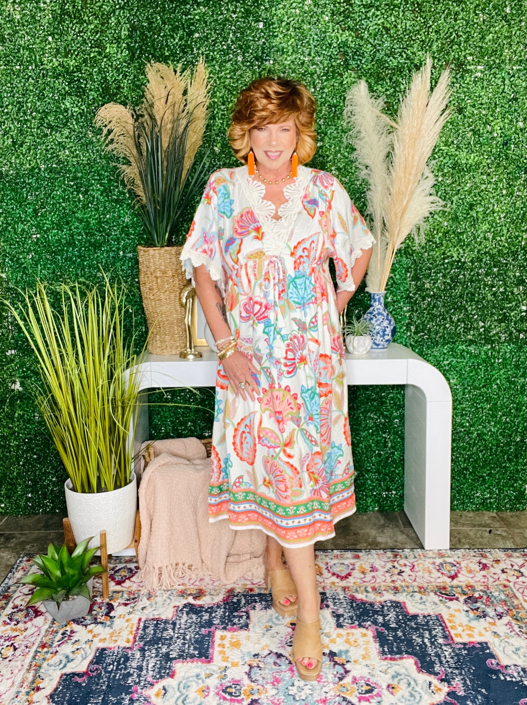 Palm Royale Cream Mix Dress - DR248CM
