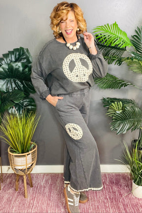Peace All Around Charcoal Pants - P036CG