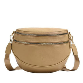 Sabrina Double Zip Leather Crescent Sling (4 Colors)