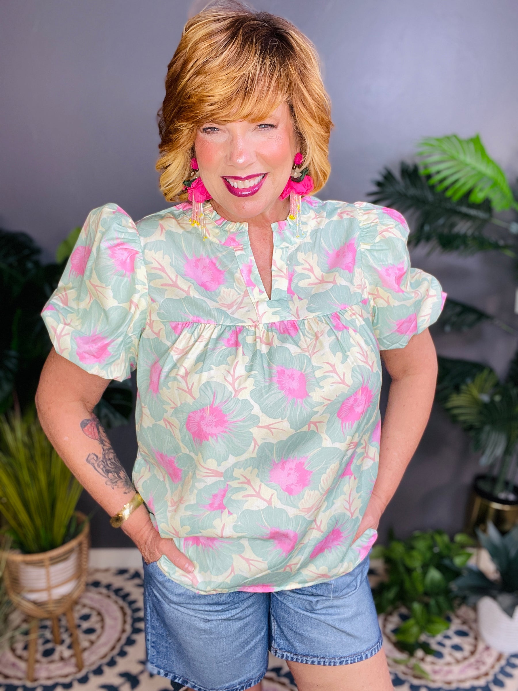 Main Street Muse Green Top
