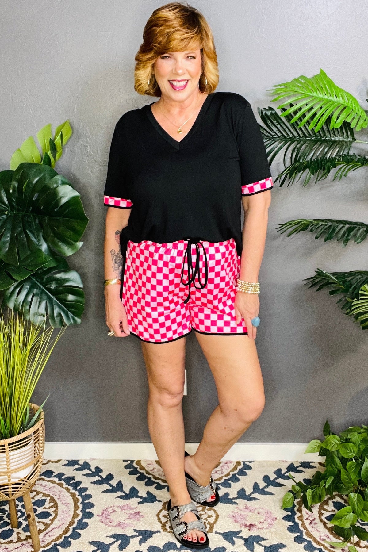 Check All The Boxes Top And Short Set - SET044BK