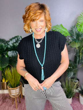 Signature Knit Black Textured Sweater