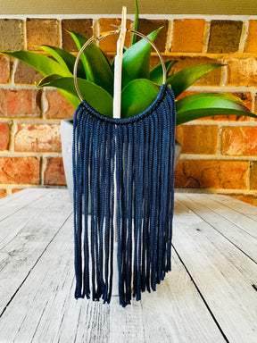 Long Fringe Tassel Hoop Earrings - E007 (11 Colors)