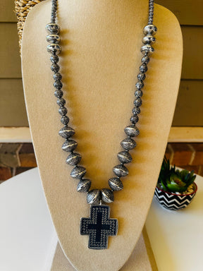 Antique Silver Cross Necklace - N056AS